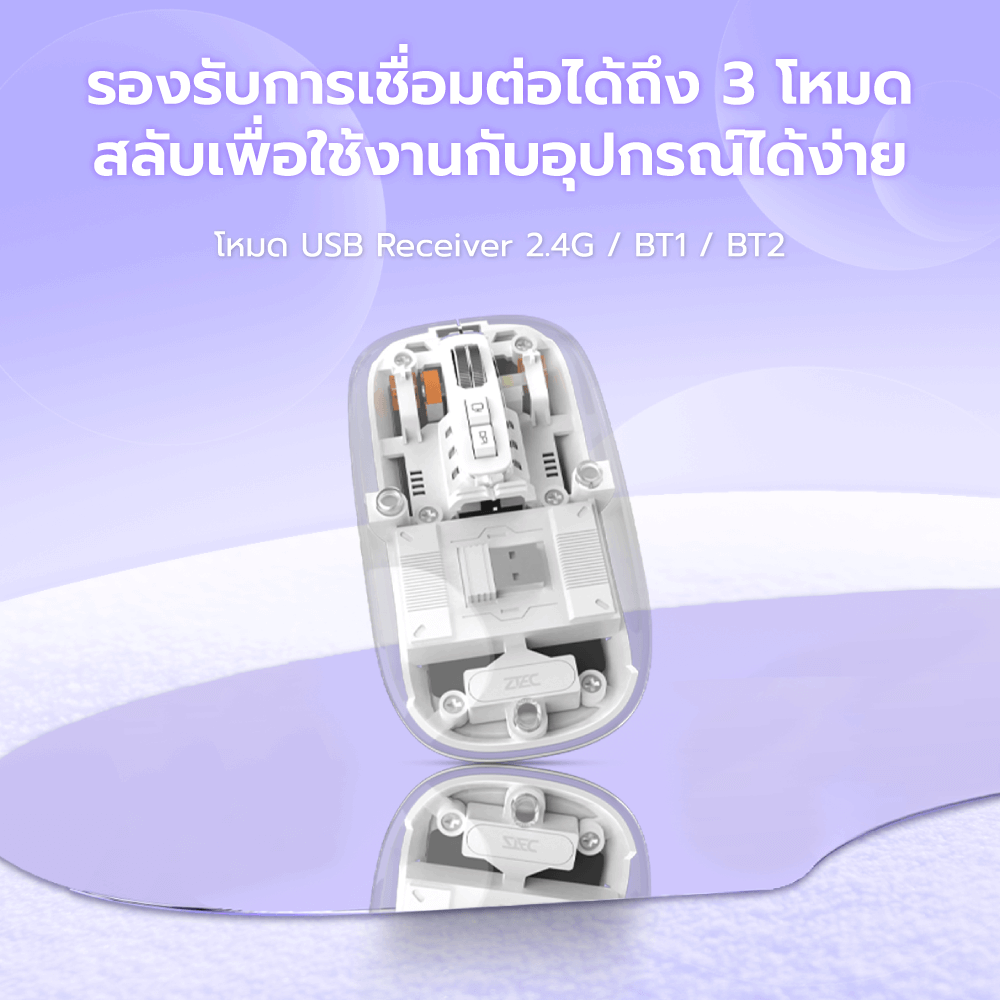 เมาส์ไร้สาย ZTEC ZMO1316 สีขาว LOPTICAL ปรับ DPI ได้ 800-1600